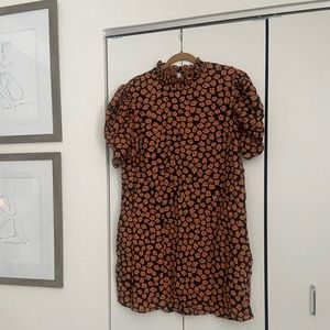 Who What Wear Women’s Stamped Floral Dress Puff Sleeves Shift Linen Blend XL